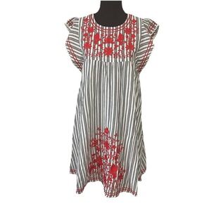 BROOME STREET Kate Spade New York Womens Sz XS Striped Embroidered Trapeze Dress